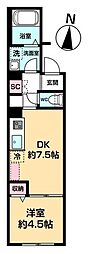 ネクサス荏原 1DKの間取図画像