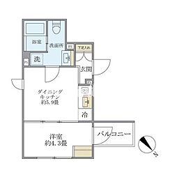 エクサムアカサカ(EXAM AKASAKA) 1DKの間取図画像
