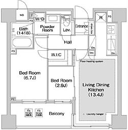 コンフォリア赤坂 2LDKの間取図画像