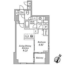 セントラルクリブ六本木3 1LDKの間取図画像