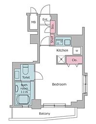 レジディア恵比寿3 ワンルームの間取図画像