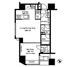 パークアクシス溜池山王 1LDKの間取図画像