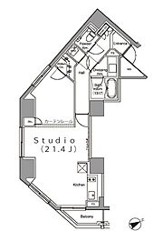 パークハビオ麻布台 ワンルームの間取図画像