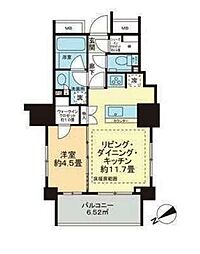 ザ・パークハウスアーバンス御成門 1LDKの間取図画像