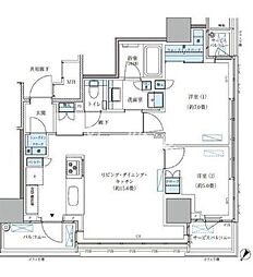 パークアクシス五反田スカイタワー 2LDKの間取図画像