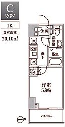 レジディア中延2 1Kの間取図画像