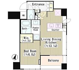 パークリュクス西麻布 1LDKの間取図画像