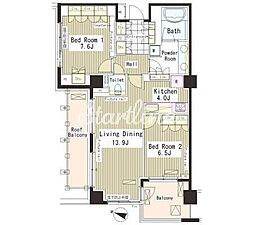 ParkAxis恵比寿 2LDKの間取図画像