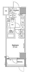 ザ・パークハビオ麻布十番 1Kの間取図画像
