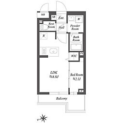 ブランシエスタ用賀 0404 4階1LDKの間取り