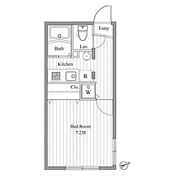 ZESTY曙橋 3階1Kの間取り