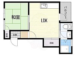 上田ハイツ 1LDKの間取図画像