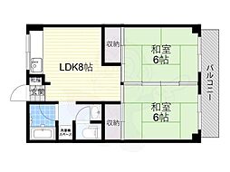 第一藤井ハイツ 2DKの間取図画像