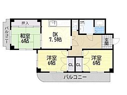 サンビレッジ長尾 3DKの間取図画像