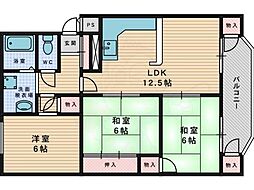 ひらかたパークハイツ 3LDKの間取図画像
