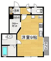 木村ハイツ1 ワンルームの間取図画像