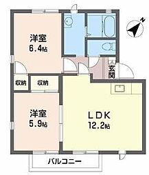 MAISONSONEA棟 2LDKの間取図画像