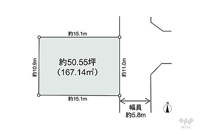 区画図：区画図。土地面積167.14平米の東向きの土地です。建築条件無しなのでお好きなハウスメーカーで建築可能です！