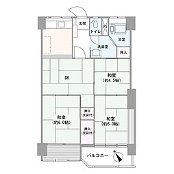 小栗原住宅2号棟 3DKの間取図画像
