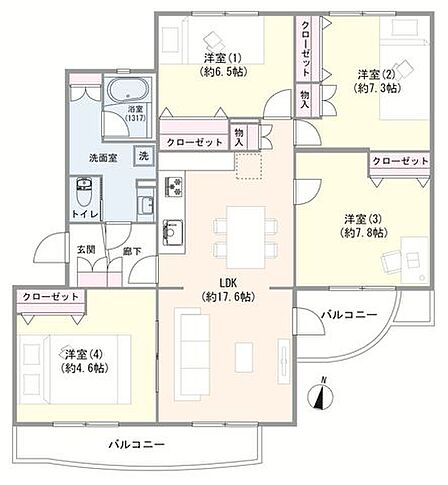 98.15m2の大型4LDKのお部屋です。※家具の配置はイメージです。なお、家具等は価格に含まれません。