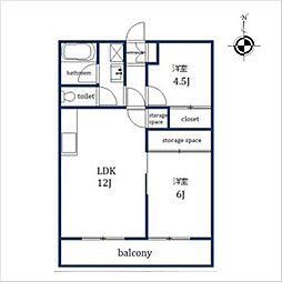 湘南台マンション 2LDKの間取図画像