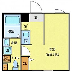 レピュア東十条駅前レジデンス 1階ワンルームの間取り