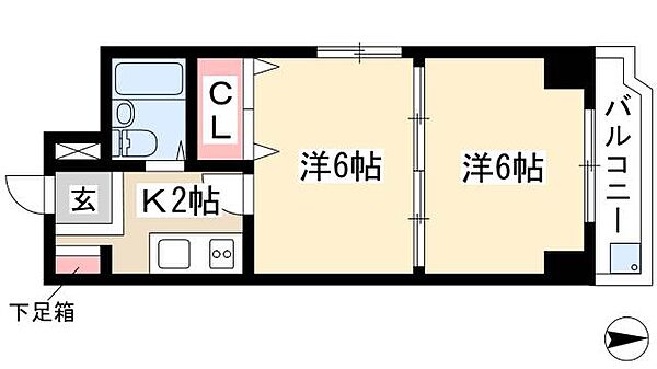 桜マンション ｜愛知県名古屋市中区新栄2丁目(賃貸マンション2K・7階・27.00㎡)の写真 その2