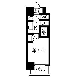 メイクスWアート丸の内 7階1Kの間取り