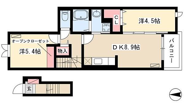 ジェルメ花塚 ｜愛知県名古屋市中川区花塚町3丁目(賃貸アパート2DK・2階・49.87㎡)の写真 その2