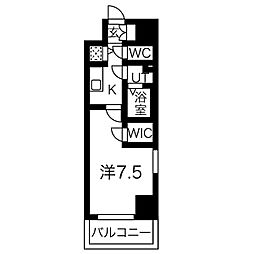 エスリード泉プライム 12階1Kの間取り