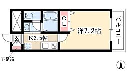 チェルトヴィータ 3階1Kの間取り