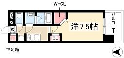 パルティール金山アネックス 7階1Kの間取り