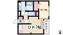 エバラン 1階1DKの間取り