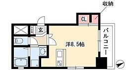 グランエターナ名古屋鶴舞 ワンルームの間取図画像
