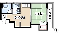 第3記念橋ビルヂング 1DKの間取図画像