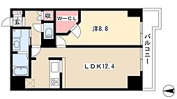 パークアクシス丸の内 4階1LDKの間取り