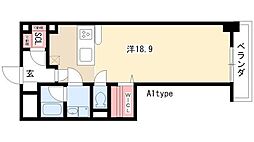 ロイヤルパークス千種 5階ワンルームの間取り
