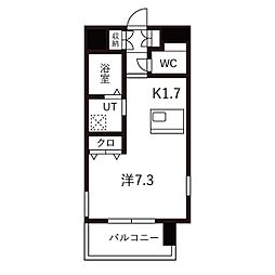 プレサンス鶴舞駅前ブリリアント 8階ワンルームの間取り