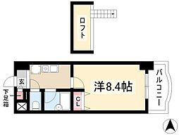 現代ハウス新栄 1Kの間取図画像