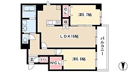 プライムコート 2LDKの間取図画像