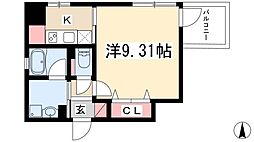 プランベイム滝子通 1Kの間取図画像