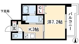 リバーコート砂田橋 1Kの間取図画像