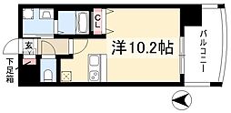 プレサンス名古屋駅前ヴェルロード ワンルームの間取図画像