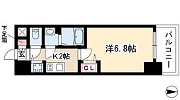 プレサンス上前津グレース 1Kの間取図画像