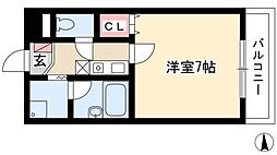 内山ハイライズ 1Kの間取図画像