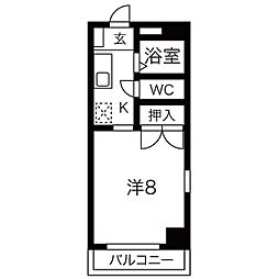 アーバンライフヤマゼン 1Kの間取図画像