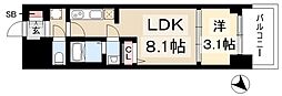 名古屋市中区橘1丁目マンション 1LDKの間取図画像