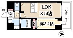 プレサンス鶴舞パークグラッド 1LDKの間取図画像