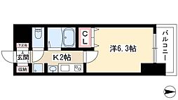プレサンス名古屋駅前ヴェルロード 1Kの間取図画像