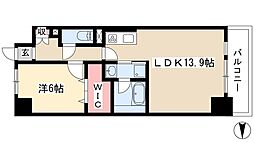 スプリームヒルズ鶴舞 1LDKの間取図画像